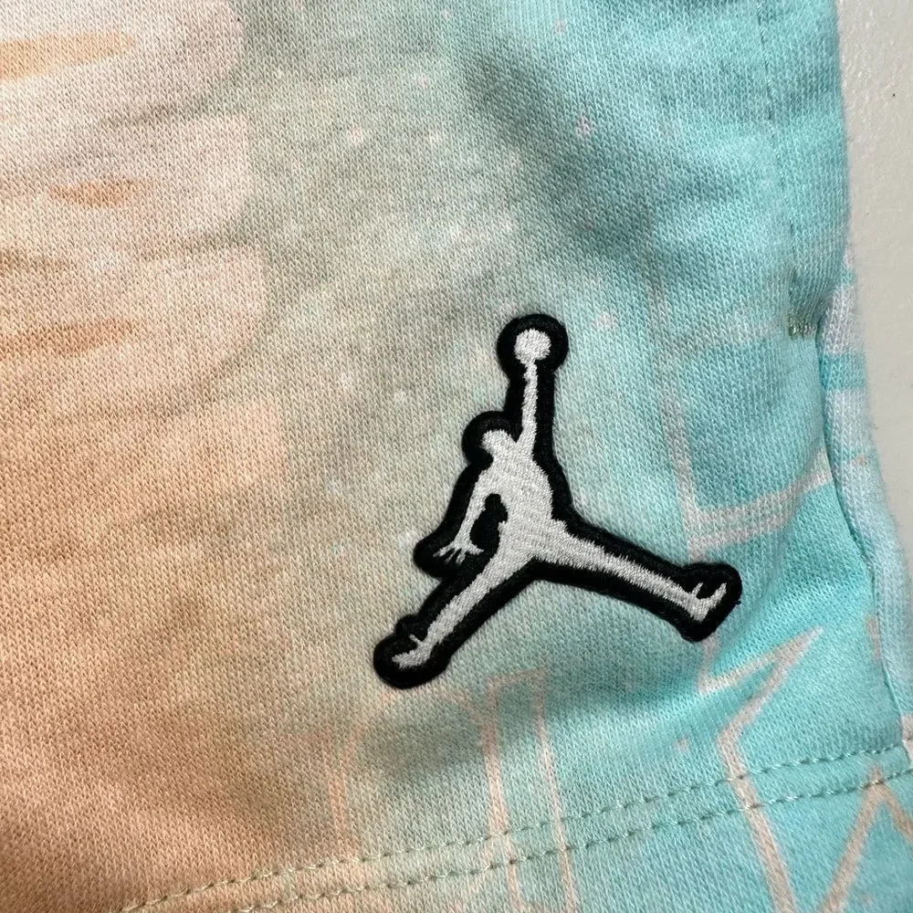 NWT Jordan Girls Short Set Blue Green Tie Die Tee & Shorts Athletic- Size Medium
